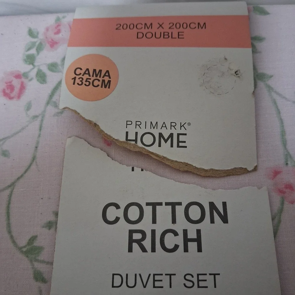 Primark Home Pink Floral Rose Double Duvet Set Cotton Rich 200x200cm New